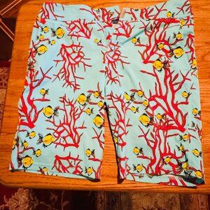 Vilebrequin Coral Fish Teal Blue Swim Trunks Bathing Suit Men's Size Medium M